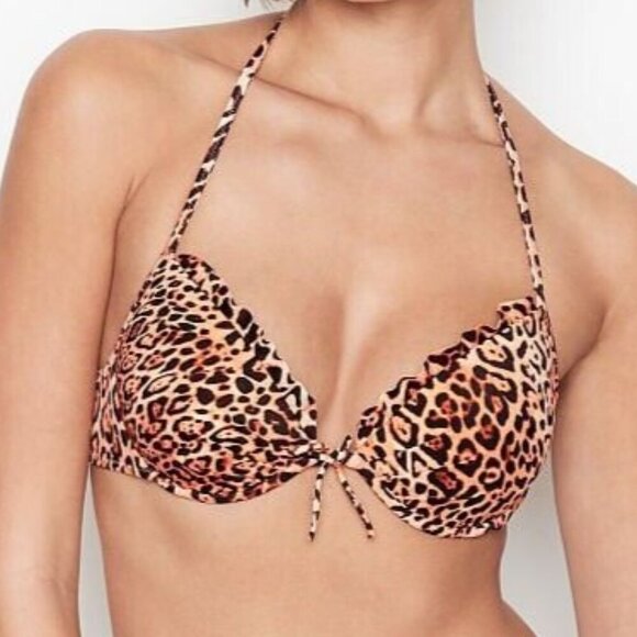 NWOT Victoria's Secret Leopard Print Bikini Top - Picture 1 of 6